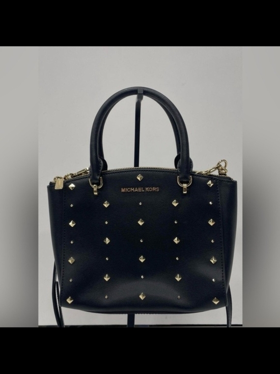 Michael Kors Handbags - Michael Kors Black Leather Satchel with Gold Stud Accents Crossbody